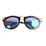 Black Pilot Rider Aviator Polarized Mirror Blue Lens Sunglasses